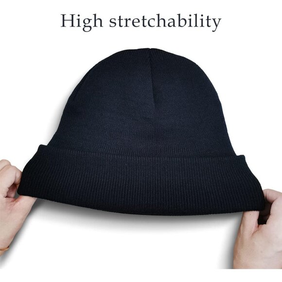 Men's Navy Blue Comfortable Breathable Soft Beanie Knit Slouchy Winter Skull Hat - Picture 3 of 6